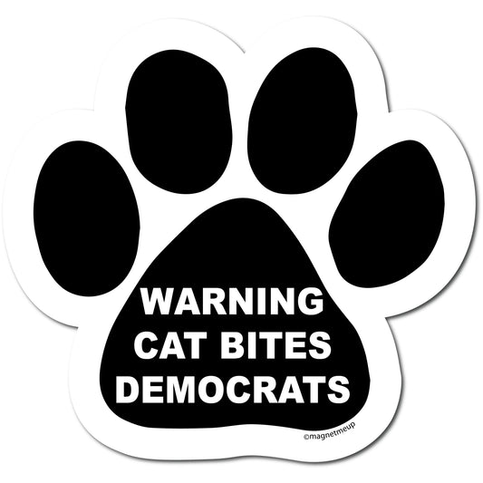 Magnet Me Up Warning Cat Bites Democrats Pawprint Car Magnet - 5" Paw Print Auto Truck Decal Magnet …