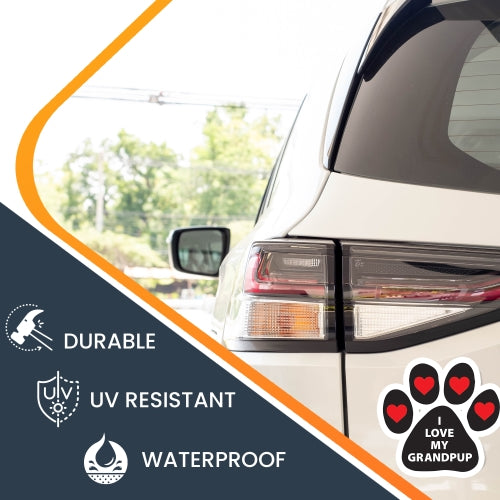 Magnet Me Up I Love My Grandpup Pawprint Car Magnet - 5" Paw Print Auto Truck Fridge Magnetic Decal
