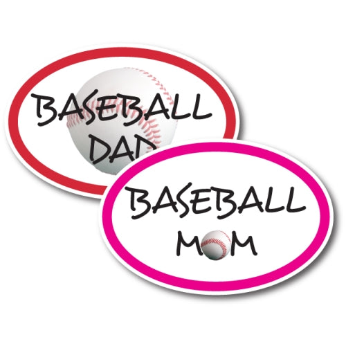 Baseball Mom and Baseball Dad - Combo Pack -Car Magnets 4 x 6 Oval Heavy Duty for Car Truck SUV Waterproof …