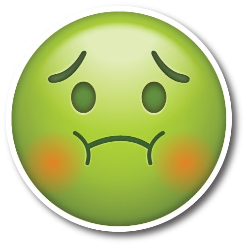 Magnet Me Up Sick Green Emoticon Magnet Decal, 5 Inch Round, Self-Expression Decorative Magnet for Car, Truck, SUV, Or Any Other Magnetic Surface