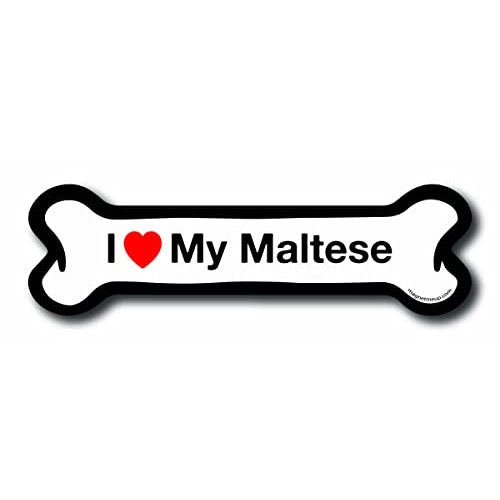 Magnet Me Up I Love My Maltese Dog Bone Car Magnet - 2x7 Dog Bone Auto Truck Decal Magnet