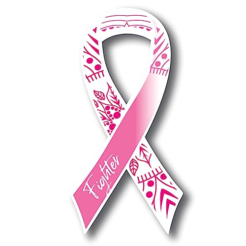 Magnet Me Up Breast Cancer Awareness Pink Mandala Fighter Ribbon Magnet Decal, 3.5x7 Inches, Heavy Duty Automotive Magnet for Car Truck SUV