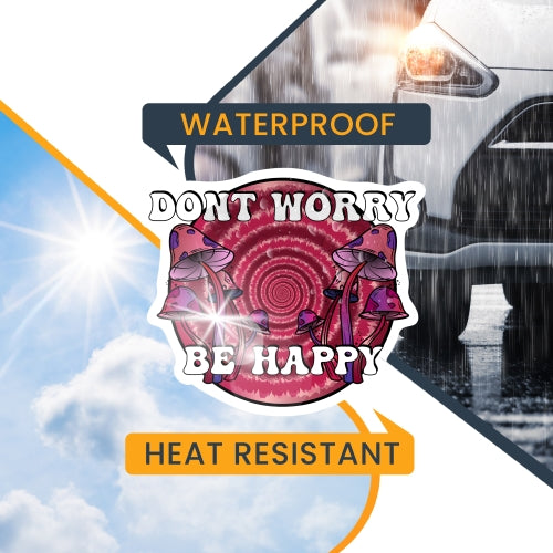 Magnet Me Up Don't Worry, be Happy Psychedelic Mushroom Tie Dye Magnet Decal, 5 Inches, Heavy Duty Automotive Magnet for Car Truck SUV or Any Other Magnetic Surface
