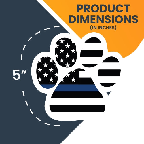 Magnet Me Up Thin Blue Line Pawprint Magnet Decal with White Outline, 5 Inch, Heavy Duty Automotive Magnet for Car Truck SUV