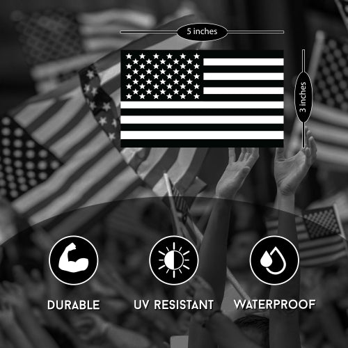 Magnet Me Up Black and White American Flag & Opposing Black and White American Flag 3x5 Magnet Decal