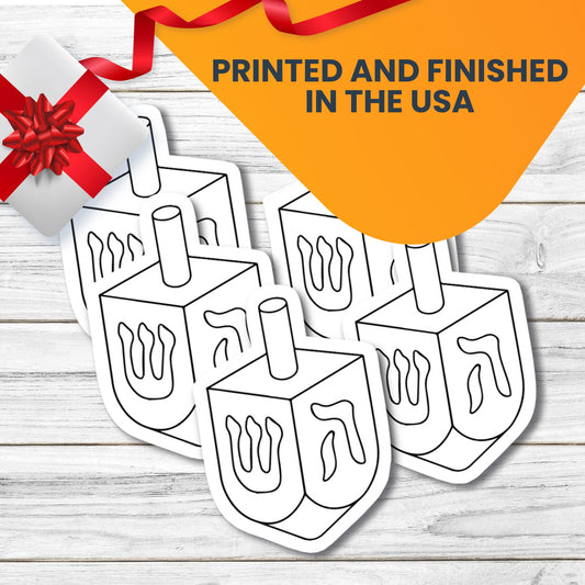 Color Your Own Hanukkah Dreidle Magnets, a Great DIY for You or to Share with Friends, Decorate 5 Magnetic Dreidle Holiday Refrigerator Magnets