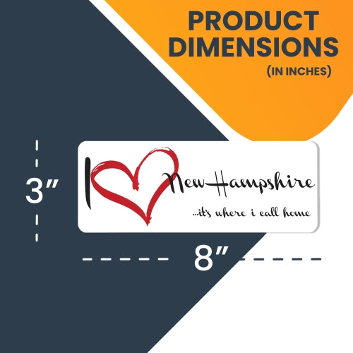 I Love (heart) New Hampshire, It's Where I Call Home Car Magnet 3x8" US State Flag Refrigerator Locker SUV Heavy Duty Waterproof …