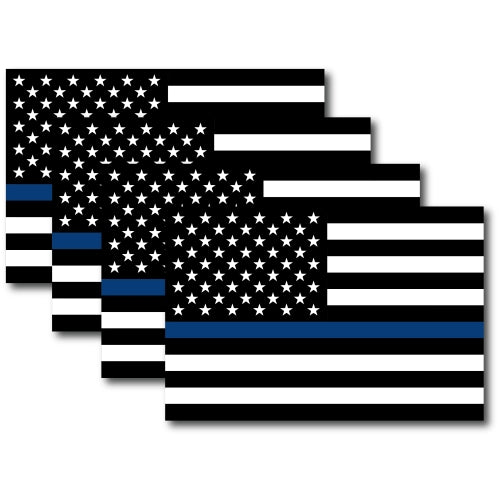 Magnet Me Up Thin Blue Line American Flag 4x6 Decal -Heavy Duty for Car Truck SUV 4 PK