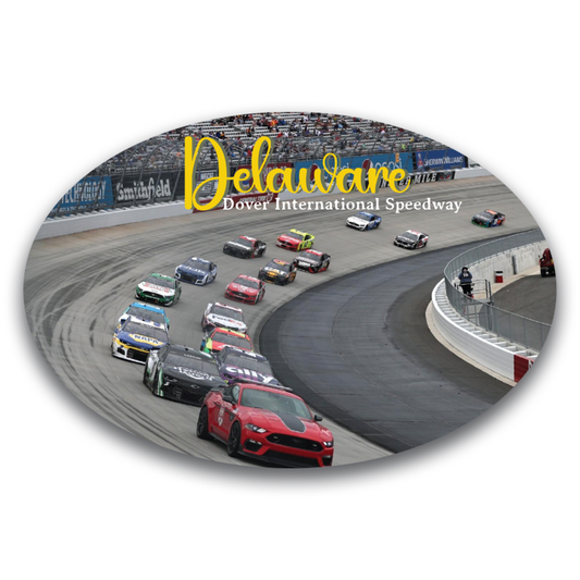 Magnet Me Up Delaware Dover International Speedway Oval Magnet, 4x6 Inch, Heavy Duty Automotive Magnet for Car, Truck or SUV, Gift for NASCAR and Indy Racing League Enthusiasts, Crafted in The USA