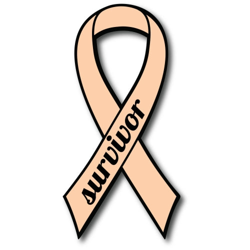 Peach Uterine Cancer Survivor Ribbon Car Magnet Decal Heavy Duty Waterproof …