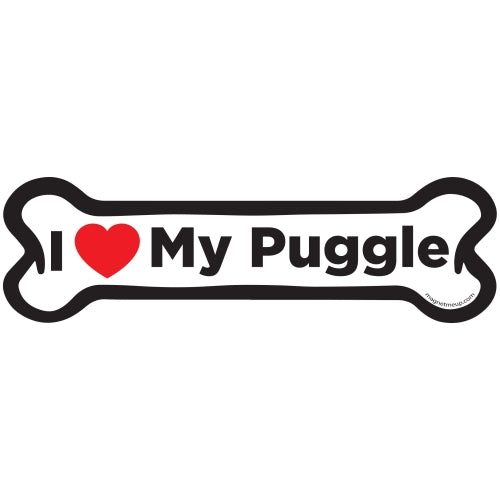 Magnet Me Up I Love My Puggle Dog Bone Car Magnet - 2x7 Dog Bone Auto Truck Decal Magnet …