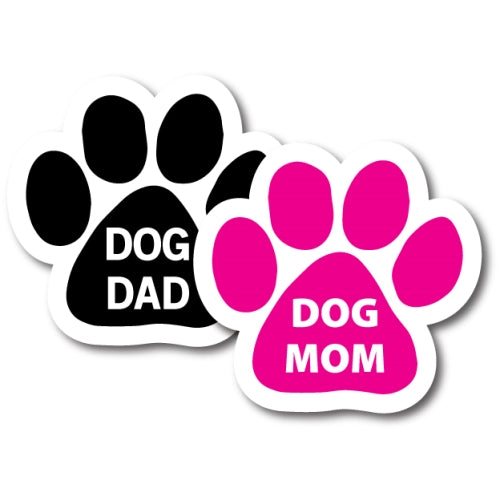 Magnet Me Up Dog Dad and Dog Mom Pawprint Car Magnets, 2 Pack, 5" Paw Print Auto Truck Decal Magnets …