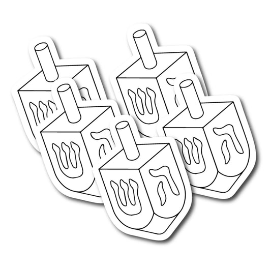 Color Your Own Hanukkah Dreidle Magnets, a Great DIY for You or to Share with Friends, Decorate 5 Magnetic Dreidle Holiday Refrigerator Magnets