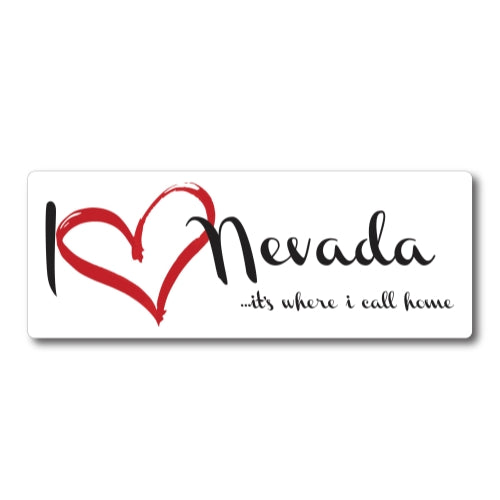 I Love (heart) Nevada, It's Where I Call Home Car Magnet 3x8" US State Flag Refrigerator Locker SUV Heavy Duty Waterproof …