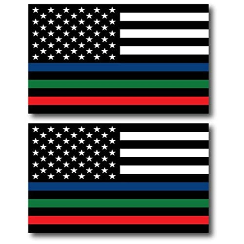Thin Line Flag in Support of Police, Fire, Military, Option B 3x5 2PK