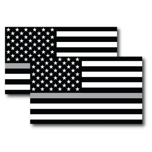 Thin Silver Line American Flag Magnets 2 Pack 3x5 Decals Heavy Duty for Car Truck SUV - In Support of all Correctional Officers …
