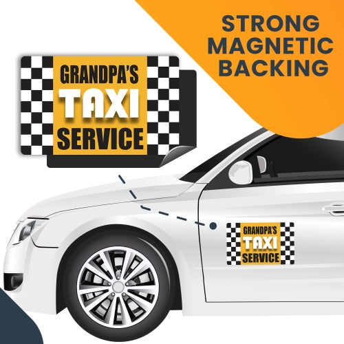 Magnet Me Up Grandpa's Taxi Service Car Magnet - 5 x 8 Decal Heavy Duty for Car Truck SUV Waterproof