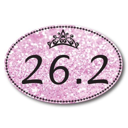 26.2 Marathon Pink Oval Car Magnet 4x6" Sparkly Princess Themed Heavy Duty Waterproof …