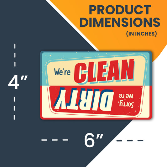 Magnet Me Up Retro Sorry We're Dirty or We're Clean Dishwasher Indicator Magnet Decal, 6x4 Inch, Heavy Duty Waterproof Kitchen Safe Magnet, Red and Blue