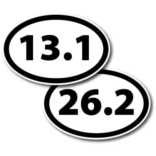 Magnet Me Up 13.1 Half Marathon and 26.2 Marathon Black Oval Magnet Decal Combo Pack, 4x6 Inches, Heavy Duty Automotive Magnet for Car Truck SUV