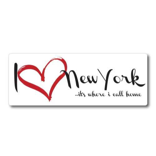 I Love (heart) New York, It's Where I Call Home Car Magnet 3x8" US State Flag Refrigerator Locker SUV Heavy Duty Waterproof …