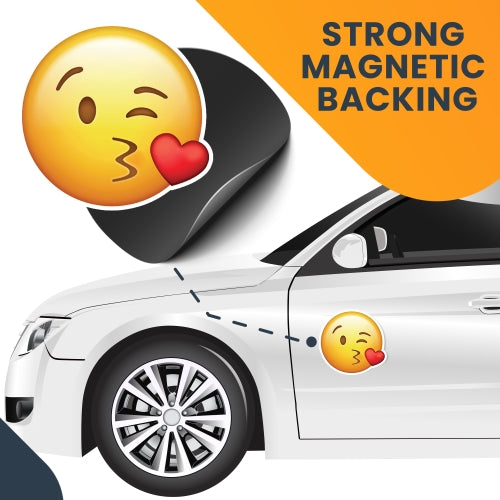 Heart Kissy Face Emoticon Magnet Decal Perfect for Car or Truck