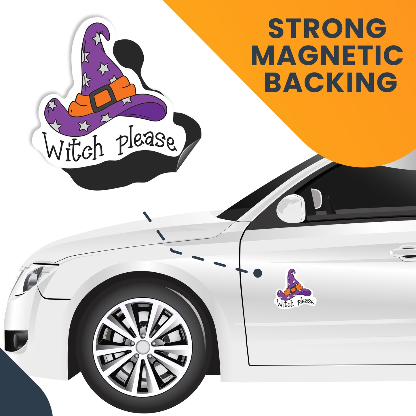 Magnet Me Up Halloween Witch Please Spooky Funny Holiday Magnet Decal, 5x5 Inches, Heavy Duty Automotive Magnet for Car Truck SUV Or Any Other Magnetic Surface
