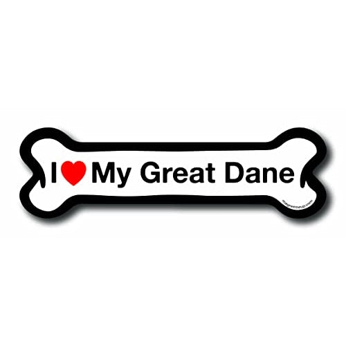 Magnet Me Up I Love My Great Dane Dog Bone Car Magnet - 2x7 Dog Bone Auto Truck Decal Magnet