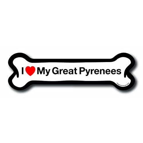 Magnet Me Up I Love My Great Pyrenees Dog Bone Car Magnet - 2x7 Dog Bone Auto Truck Decal Magnet