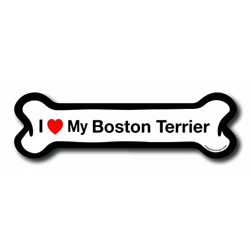 Magnet Me Up I Love My Boston Terrier Dog Bone Car Magnet - 2x7 Dog Bone Auto Truck Decal Magnet