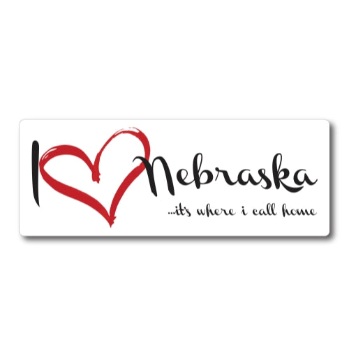 I Love (heart) Nebraska, It's Where I Call Home Car Magnet 3x8" US State Flag Refrigerator Locker SUV Heavy Duty Waterproof …