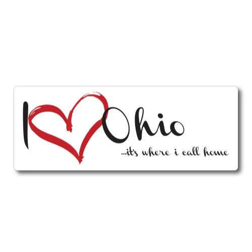 I Love (heart) Ohio, It's Where I Call Home Car Magnet 3x8" US State Flag Refrigerator Locker SUV Heavy Duty Waterproof …