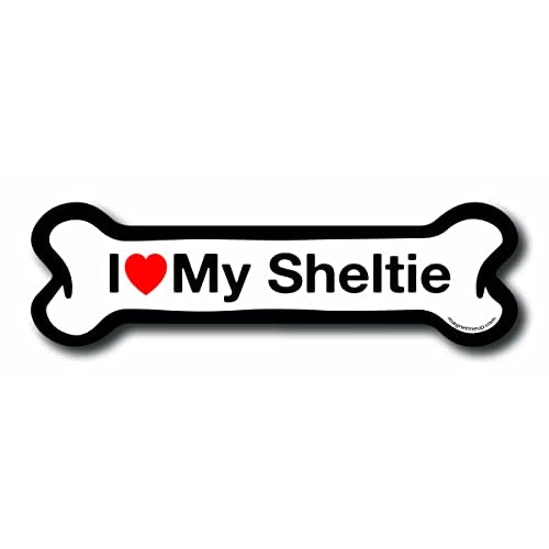 Magnet Me Up I Love My Sheltie Dog Bone Car Magnet - 2x7 Dog Bone Auto Truck Decal Magnet